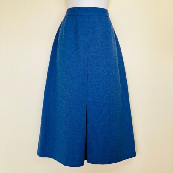 Surrey Classics Blue Midi Skirt Inverted Front Pleat Vintage Made in Canada - Picture 6 of 6